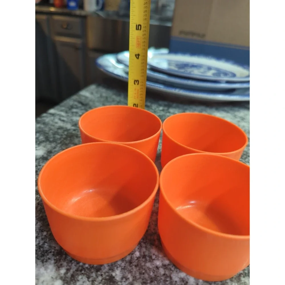 Vintage Tupperware Orange Snack Cups Dip Cups 1229-4 Set Of 4